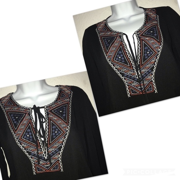2/$20 Three Hearts Boho Embroidered Mini Dress  M Black - Picture 8 of 8